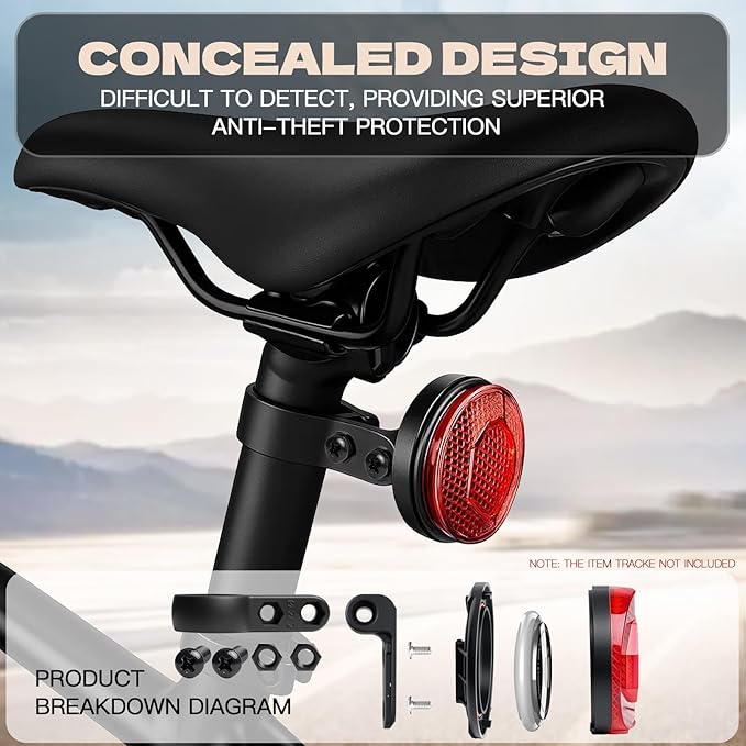 Hidden GPS Tracker Bike Mount, Waterproof Anti-Theft Bicycle Reflector Case for Airtag, Compatible with Bicycle & Scooter