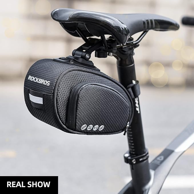 ROCKBROS Bike Saddle Bag Bike Bag Under Seat Bag Bicycle Seat Pack Pouch for Cycling Adjustable Mounting