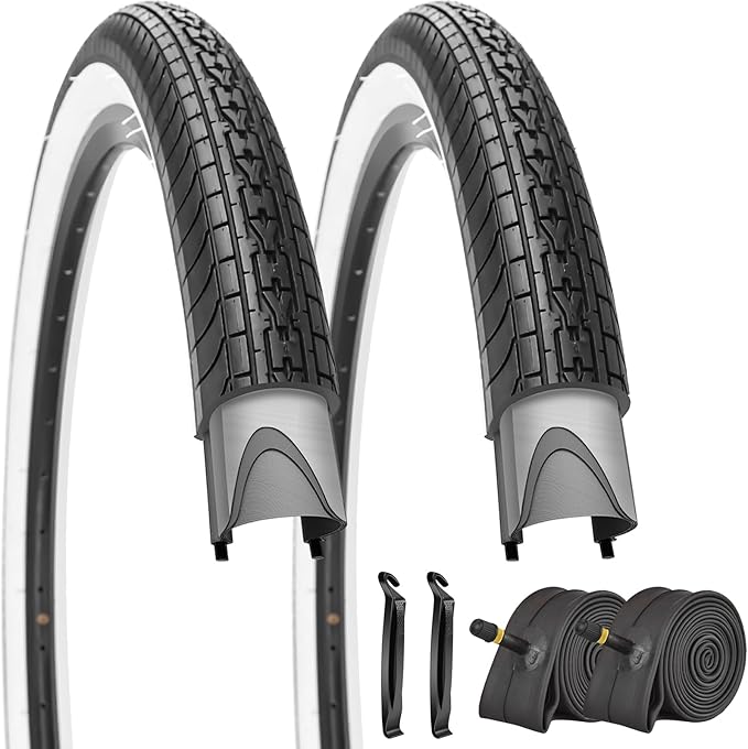 SIMEIQI 26x2.35 20x2.35 Inch Cruiser Beach Bike Tire Black White Wall or Brown Cream Wall Folding Replacement Bicycle Tire for Hybrid City Commuter Trail