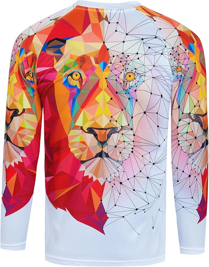 JPOJPO Men's Mountain Bike Jersey Long Sleeve MTB Off-Road Racing Downhill Motocross Shirts Quick Dry&Moisture-Wicking Tops