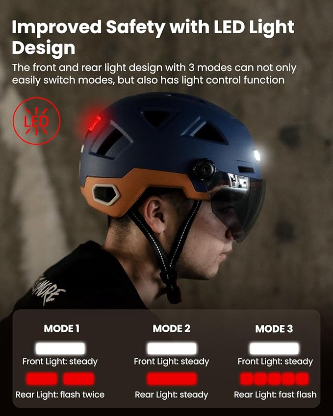 ILM Smart Adult Bike Helmet with Automatic G-Sensor Turn Signal & Brake Warning LED Light Control Road Cycling Helmet E3-12LS