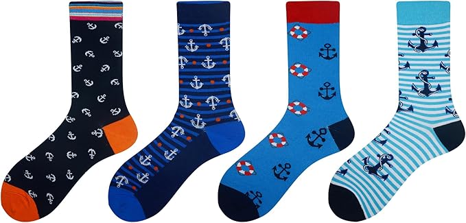 Cansok Men's 2/4 Packs Fun Crazy Novelty Dress Crew Socks