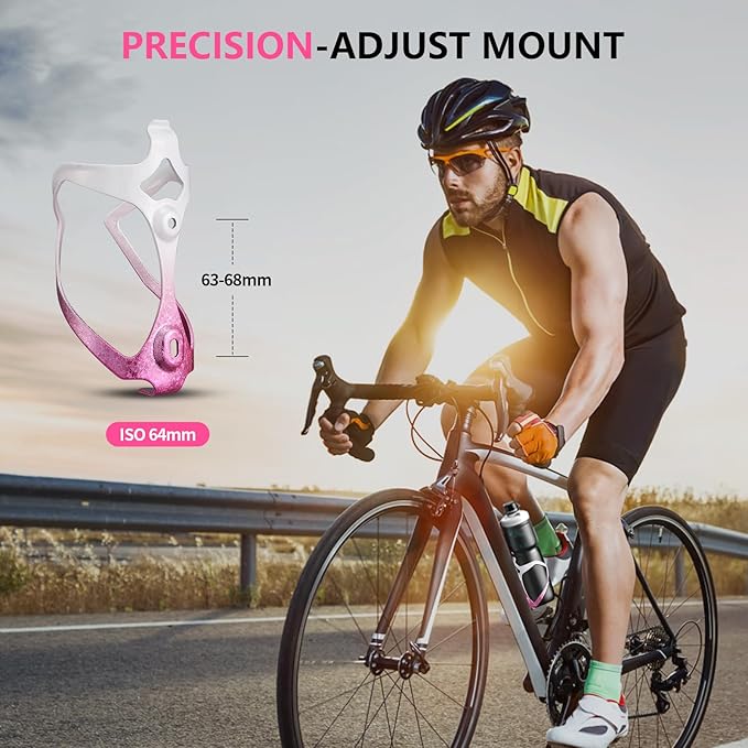 Bike Water Bottle Holder Bicycle Cage for Mountain Road MTB Gravel Adult Bikes Cycling Universal Carrier Rack 2 Pack Aluminum Alloy Ultralight Kettle Drink Accessories White Pink