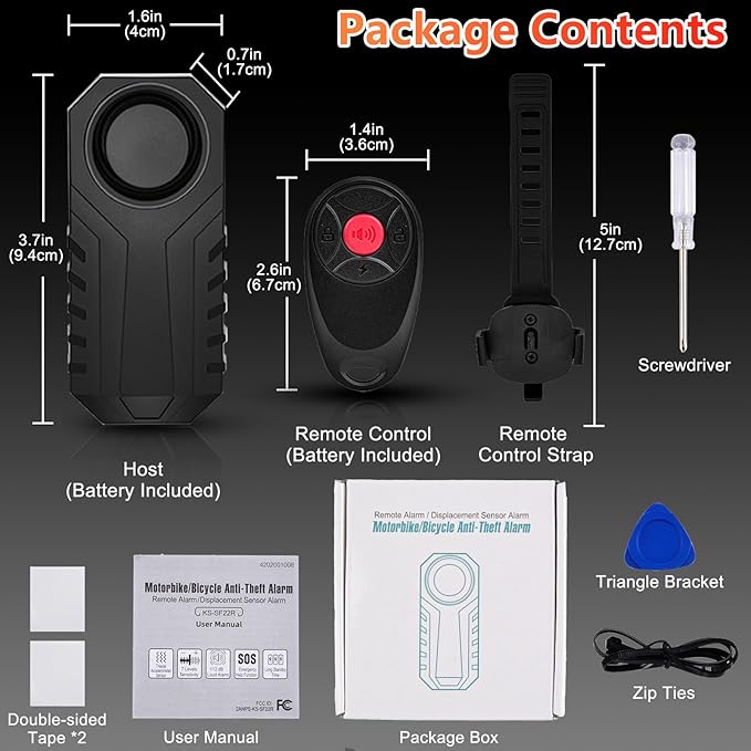 113dB Bike Alarm,Motorcycle Alarm,Burglar Vibration Motorcycle Bicycle Alarm Security System IP65 Waterproof, Suitable for Scooter Vehicle Trailer Car Door Window Electric Bike Accessories, 3PC