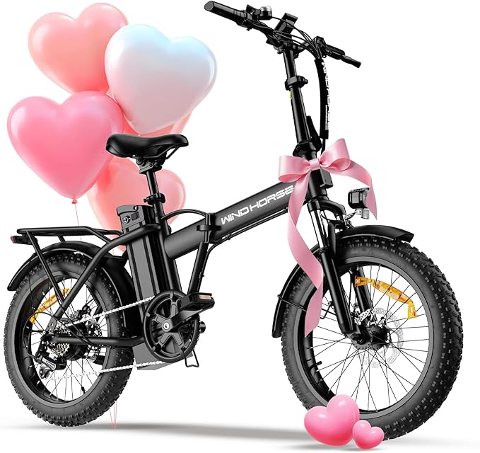 Foldable Electric Bike, Peak 983W Motor Ebike, 40-70 Miles & 20 MPH, 48V Removable Battery, 20" Fat Tire All-Terrain Electric Bicycle for Adults with 7-Speed, Suspension, Rear Rack, UL2849 Certified