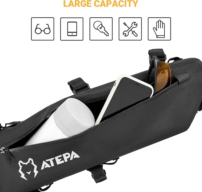ATEPA Bike Frame Bag 2L/4L Bicycle Bag Top Tube Bike Bag For Bicycles Bike Saddle Bag Bike Pouch Under Seat For Mountain Road Bike Waterproof Large Capacity