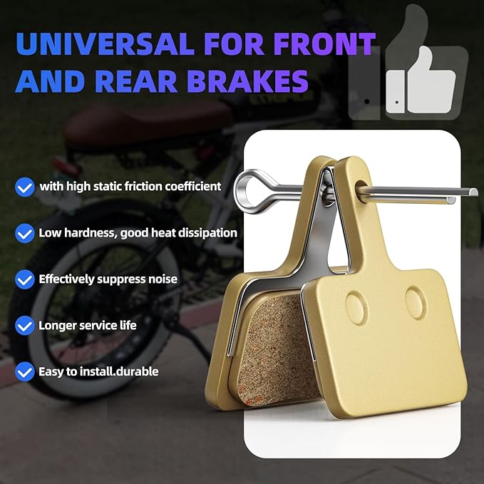 Ridstar Electric Bike Brake Pads Set - Front & Rear All-Metal Brake Pads for Q20 MINI/H20/Q20 Lite - Low Noise, High Heat Resistance, OEM Replacement Parts