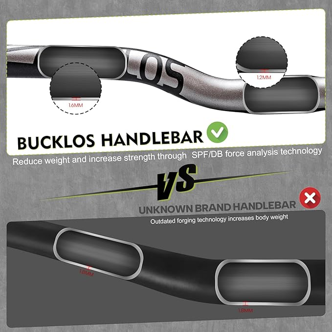 BUCKLOS 25.4/31.8mm Mountain Bike Handlebars Flat/Riser Bar, Aluminum Alloy MTB Handlebar 660/720/780mm, Premium Matter Mount Bikes Bicycle Handle Bar