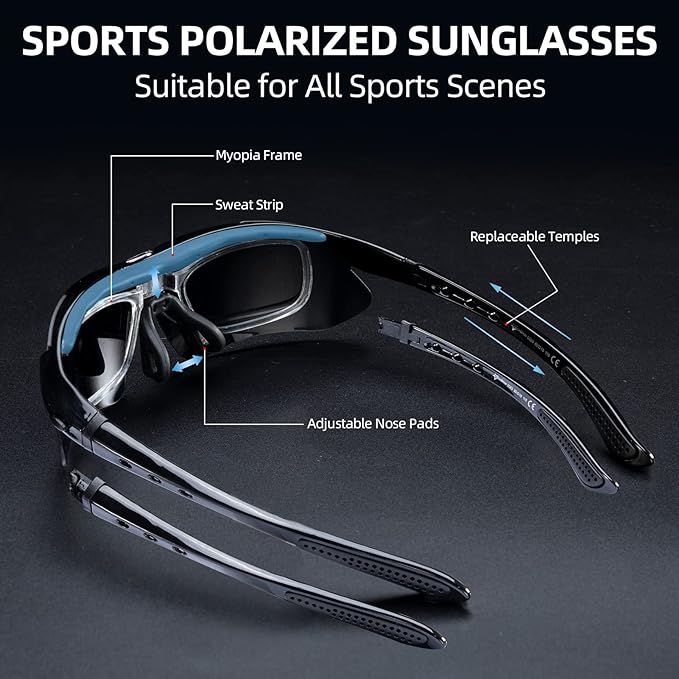 ROCKBROS Polarized Sunglasses Men Women Cycling/Pickleball/MTB Glasses UV Protection, Suitable for Myopia Glasses