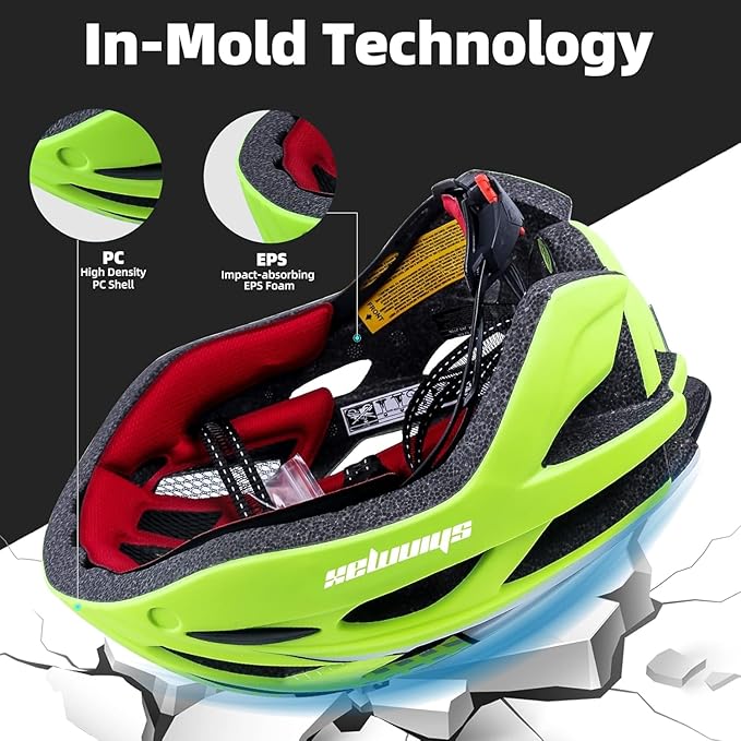 Shinmax Bike Helmet, CPSC/CPC Bike Helmet for Adult Men Women with Magnetic Goggles&Led Back Light Cycling Helmet Adjustable SM-T69