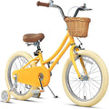 Petimini Vintage Kids Bike for Girls, 12–20 Inch Classic Bicycle with Wicker Basket & Bell, High Tensile Steel Frame, Training Wheels (12–18”), 85% Pre-Assembled, Retro Bike for Outdoor Riding