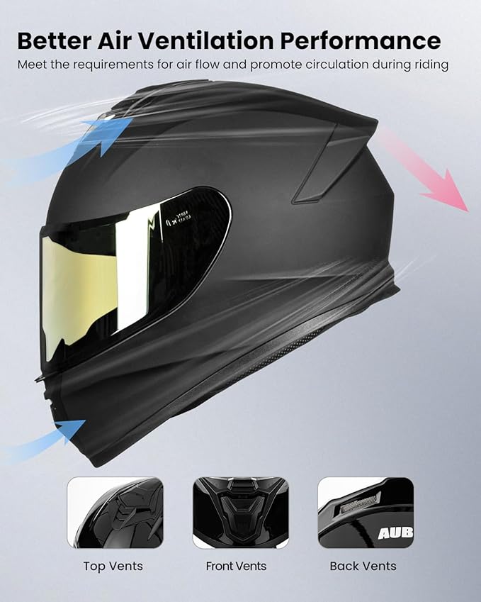 Motorcycle Helmets for Adult Men Women, Full Face Lightweight Street Bike Racing DOT Helmet with Extra Clear Visor Model AU-T801