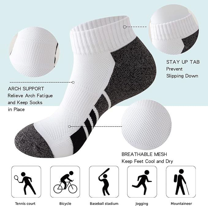 Sock Amazing 6 Pairs Men's Socks Low Cut Ankle Sock Cushion Non Slip No Show Breathable Running Socks for Cycling Fitness