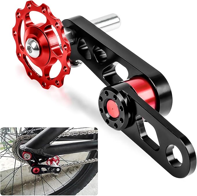 PSLER Bike Single Speed Chain Tensioner, Aluminum Alloy Bicycle Chain Guide with Derailleur Hanger, Foldable Bike Chain Stabilizer Replacement for MTB Road Cycling Accessories