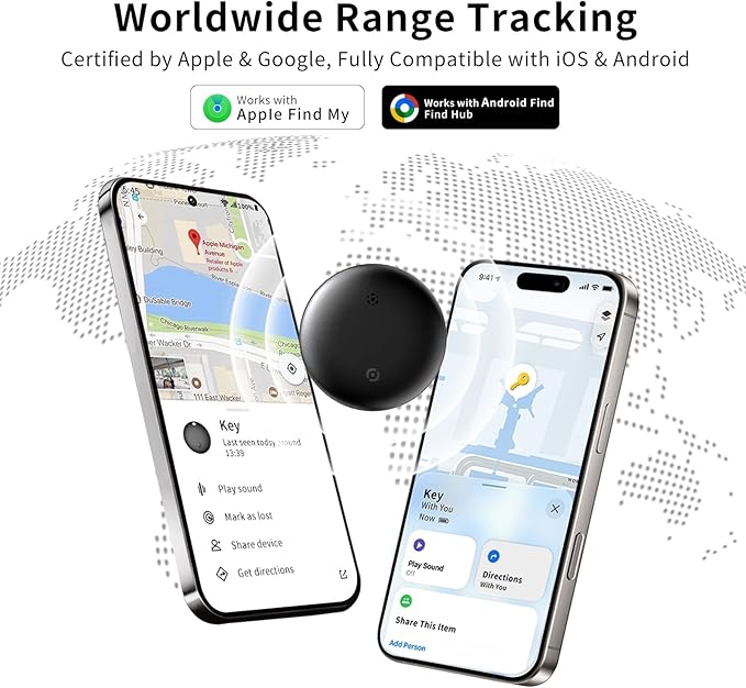 2 Pack GPS Tracker for Vehicles, Works with Android & iOS Apple Find My, No Monthly Fee or Subscription, Hidden Magnetic Car Tracking Device, Mini Smart Tags Finder for Kids, Dogs, Keys, Luggage