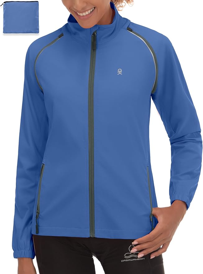 Little Donkey Andy Women's Lightweight Waterproof Cycling Jacket with Removable Sleeves for Biking Running Golf