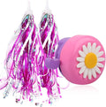 U-LIAN Kids Streamers and Bike Bell for Girls-1 Pack Flower Bicycle Bell with 2 Pack Handlebar Streamers Scooter Tassels for Children's Bike Accessories