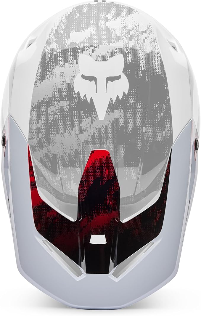 Fox Racing V1 Helmet Motocross Dirt Bike Visor, White/Fluorescent Red Kairos, Small/Medium