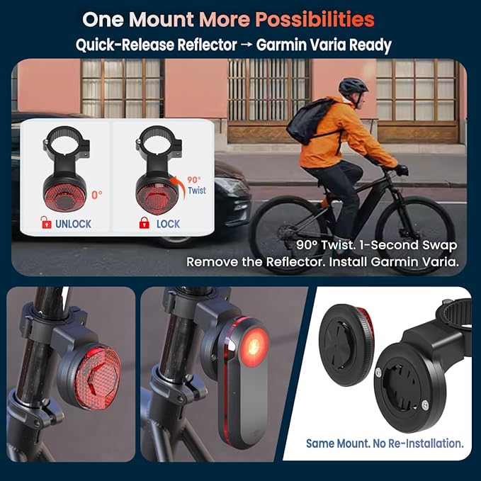 Hidden Bike GPS Tracker Mount – Compatible with Apple AirTag & Garmin Varia, Anti-Theft Reflector Seatpost Holder for Mountain, Road, Electric Bikes