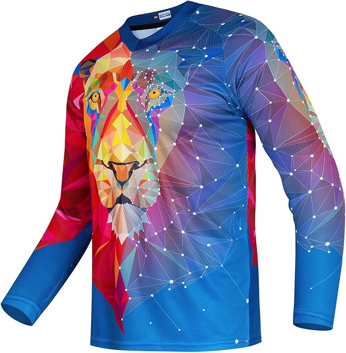 JPOJPO Men's Mountain Bike Jersey Long Sleeve MTB Off-Road Racing Downhill Motocross Shirts Quick Dry&Moisture-Wicking Tops