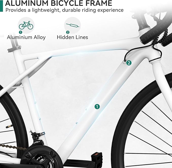 YITAHOME 700C Road Bike, 21 Speed Commuter Bicycle for Men Women, Lightweight Aluminum Frame Racing Bike, Adult Bicycle with Dual Disc Brake