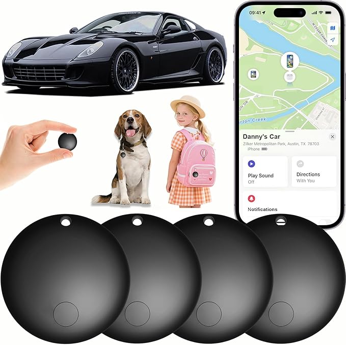 GPS Tracker for Vehicles No Monthly Fee, Tracker Device for Vehicles, Mini GPS Tracker for Kids, Tracking Devices for Cars Hidden Works with Apple Find My (iOS Only) Pet Tag Tracker for Dogs Bike Keys