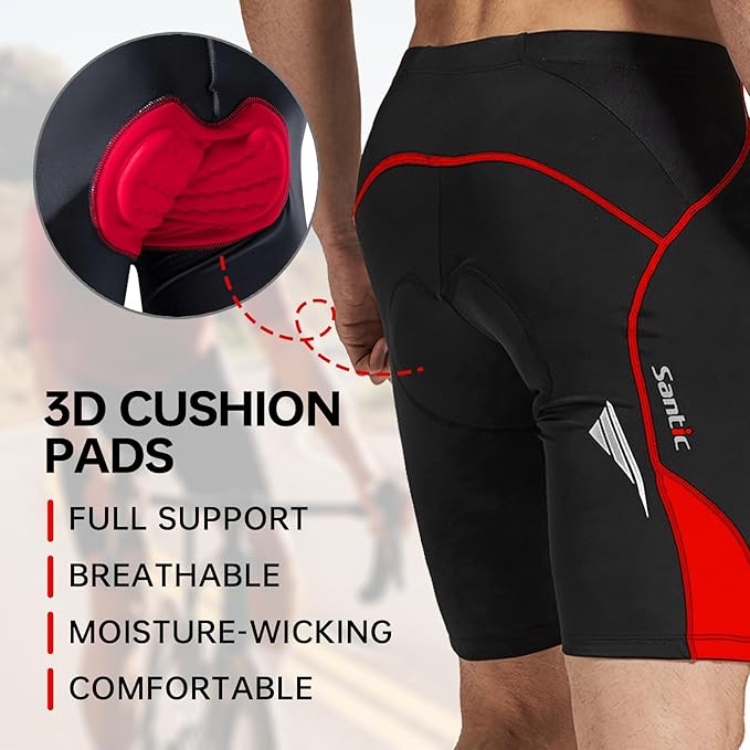 Santic Men's Cycling Shorts Padded Bicycle Riding Pants Bike Biking Clothes Cycle Wear Tights