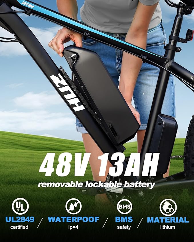 ZNH Electric Bike for Adults, 1000W Peak Motor 28MPH Mountain Ebike, 48V 13Ah Removable Battery Up to 65 Miles, 26" Electric Bicycle with 21-Speed Gear & Front Suspension, UL 2849 Certified
