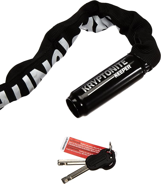 Kryptonite Keeper 712 Bike Chain Lock, 4 Feet Long Heavy Duty Anti-Theft Bicycle Chain Lock with Keys for Bike, Motorcycle, Scooter, Bicycle, Door, Gate, Fence