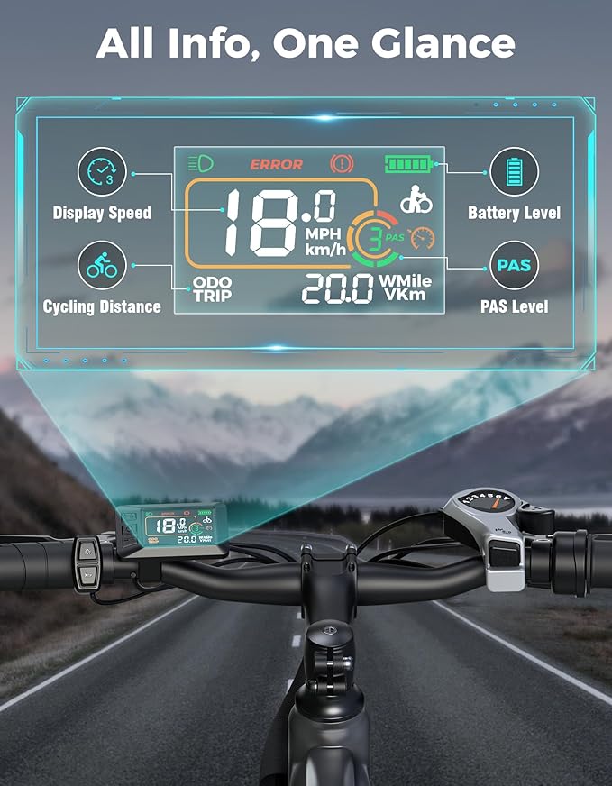 Jasion 26" Electric Bike for Adults, Internal Removable Battery Ebike with 3 Modes & 7-Speed, UL2849 Certified, 1200W Peak Motor, Max 28Mph & 50Miles, Shock Absorber, Electric City Commuter Bicycle