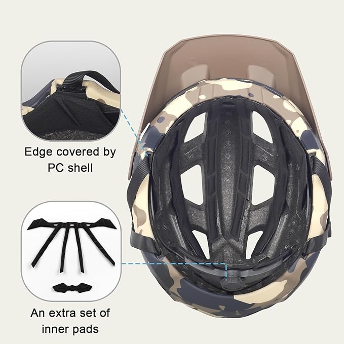 Bike Helmet for Adult & Youth, Lightweight MTB Helmet with Adjustable Visor for Mountain/Road Cycling, 2 Sizes for Men Women Boys Girls