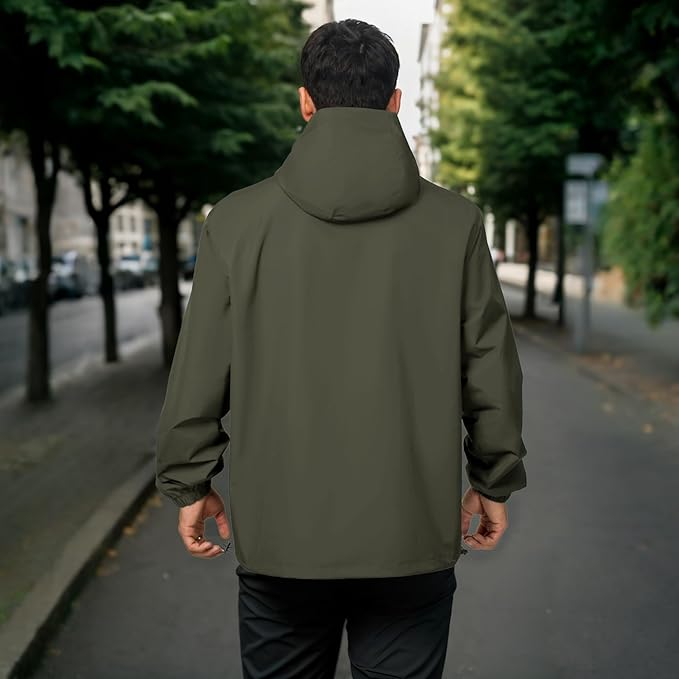 Rain Jacket Men Waterproof Windbreaker Lightweight Hooded Casual Coat for Daily Hiking Cycling Coat