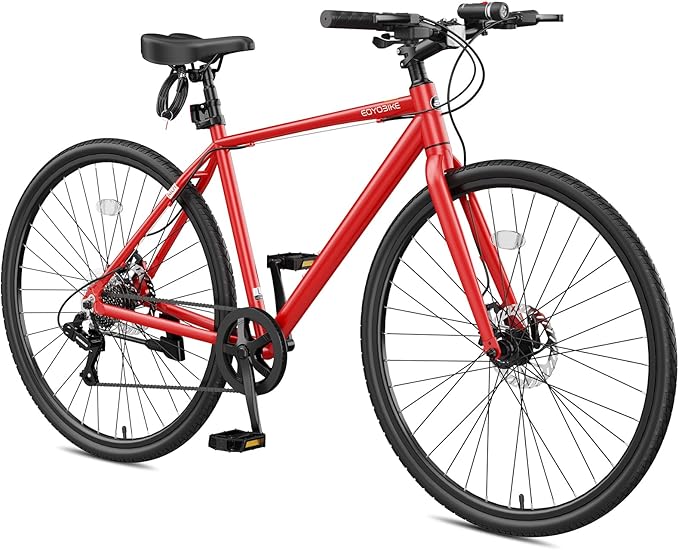 NAIZEA 700C Hybrid Bike for Adults, Aluminum Frame Step-Over Bicycle, 8-Speed Vintage Retro Road Bike for Men and Women, City Commuter Cycling, Multiple Colors