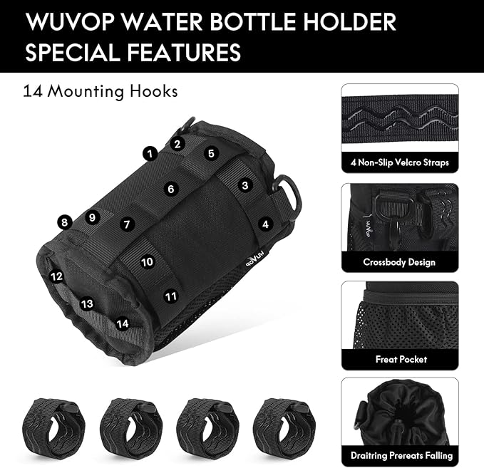 Bike Cup Holder, Water Bottle Holder Handlebar for Bikes with Mesh Pockets, Universal Cycling Bicycle Water Bottle Drink Cup Cage for Cruiser, Scooter, Mountain Bike, Road Bikes, Wheelchair