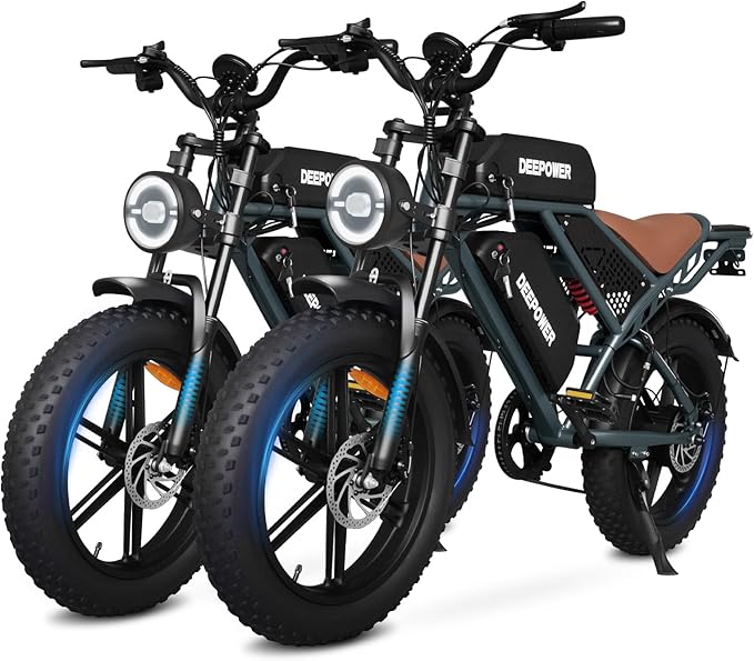 DEEPOWER Electric Bike for Adults,2000W Peak Motor&32MPH Electric Dirt Bike，48V 20AH/35AH/60AH Battery, 70-160 Max Miles,Dual Suspension Ebikes for Adults, 20" Fat Tire E Bike