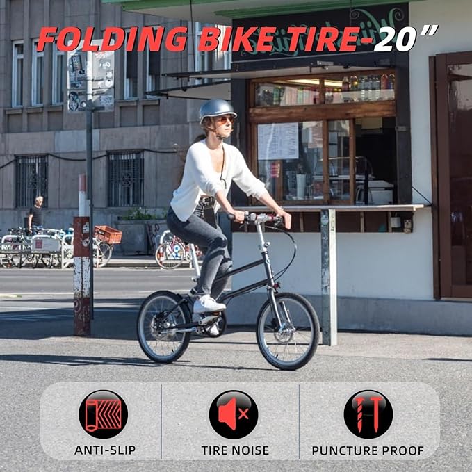 2PCS 20 Inch Bike Tires 20x1.75/1.50-60 TPI Puncture Proof, All-Terrain Tread for MTB/E-Bike/Folding/BMX/City Commuter | Max Load 65KG(20x1.75)