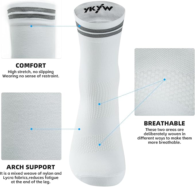 YKYWBIKE Cycling Socks for Men Women-Athletic Crew Bike Socks,Compression Biking Socks for Men Cycling,MTB Riding Socks
