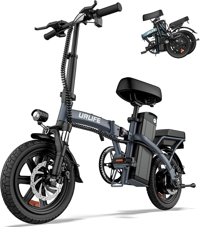 URLIFE Electric Bike for Adults, 14" Folding Electric Bike, 500W Peak Motor, 48V 375Wh, 20MPH, 40 Miles Long Range, Mini E Bikes for Adults and Teens, UL 2849