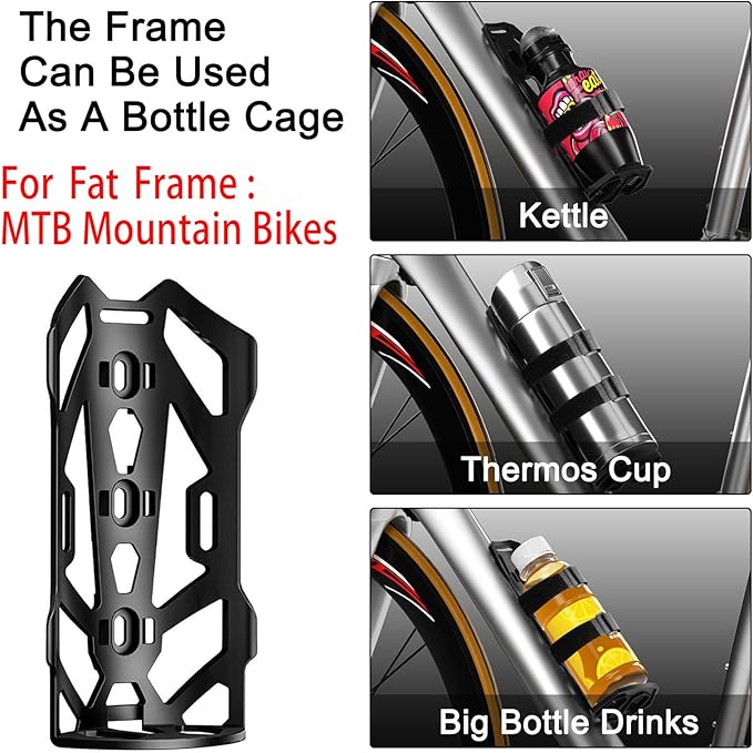 ENLEE 1pack Front Bike Fork Bag with Multipurpose Cage, 5L Waterproof Dry Bike Bags for Bicycles, Lightweight Portable Roll Top Design Bike Packing Fork Bags, Suitable for Fat Frame Mountain Bikes