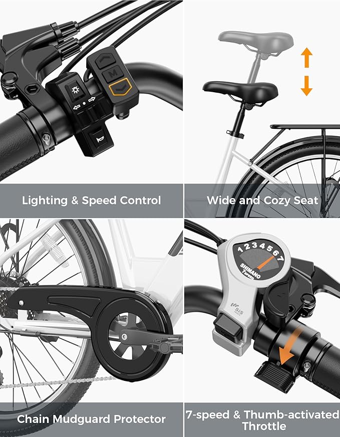 Jasion Roamer/ST/YC1 Electric Bike for Adults, 26" Commuter Ebike 1200W 528WH Removable Battery, 28MPH 62miles, Electric Bicycles for Women/Man, UL2849 Certified