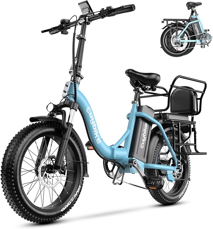 Folding Electric Bike for Adults with Peak 1000W Motor, 48V 20AH Battery up to 30MPH 80 Miles, 20" Fat Tire All Terrain Ebike, Front Suspension 7-Speed Commuter E Bike, Step-Thru, UL Certified