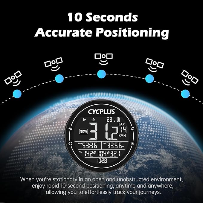 CYCPLUS GPS Bike Computer, Wireless Cycling Computer, ANT+ Bluetooth Bicycle Speedometer Odometer IPX6 Waterproof, Rechargeable with 2.5″ Screen for Bikers Outdoor Cycling (New Upgraded)