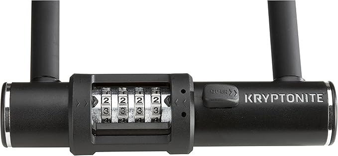 Kryptonite Combo Bike U-Lock Standard, Anti-Theft Security Bicycle Lock, 12mm Steel Shackle, 4-Digit Resettable Combination U Lock for Scooter Road Mountain Bikes
