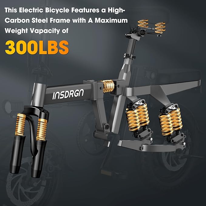 14" Folding Electric Bike for Adults, Peak 1500W Motor,20MPH Max Speed,48V 16Ah Removable Battery Electric Bike, 35/62Miles Max Range, UL 2849 Certified E Bike