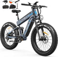 FREESKY Dual Battery Electric Bike for Adults, 48V 41AH 160 Miles Long Range E Bike, 4000W Motor 40MPH+, 26" Fat Tire Fast Mountain EBike, Full Suspension & Hydraulic Brakes, UL 2849 Certified by TÜV