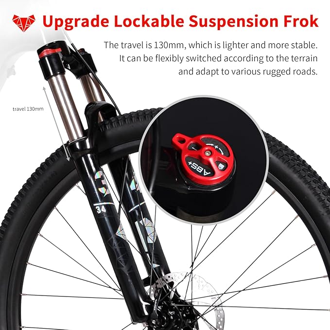 TRIFOX Carbon Fiber Mountain Bike,29er Carbon Mountain Bike with Shimano M6100 Deore Groupset 12-Speed,Carbon Fiber Frame,Hydraulic Fork 130mm Travel,/17/19 inch
