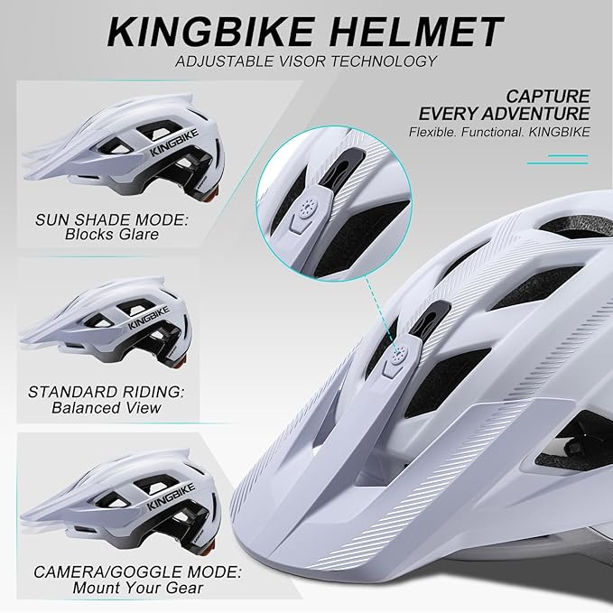 KINGBIKE NTA-8776 Mountain Bike Helmet Professional Ebike Helmets with 3-Level Adjustable Visor & Camera Mount E-MTB Helmet for Adults Men Women Youth E-Bike Safety Certified