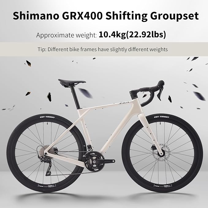 SAVADECK Carbon Gravel Bike - T800 Carbon Frame & Fork, Shimano GRX400 20-Speed Groupset, Hydraulic Disc Brakes, 700C x 40mm Tires - Lightweight Design for Road & Off-Road Adventures