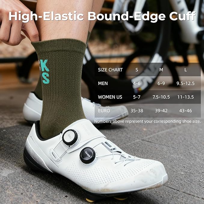 ROCKBROS Cycling Socks,Crew Length Bike Socks,Shock-Absorbing & Non-Slip,4-Season Versatilefor Men Women