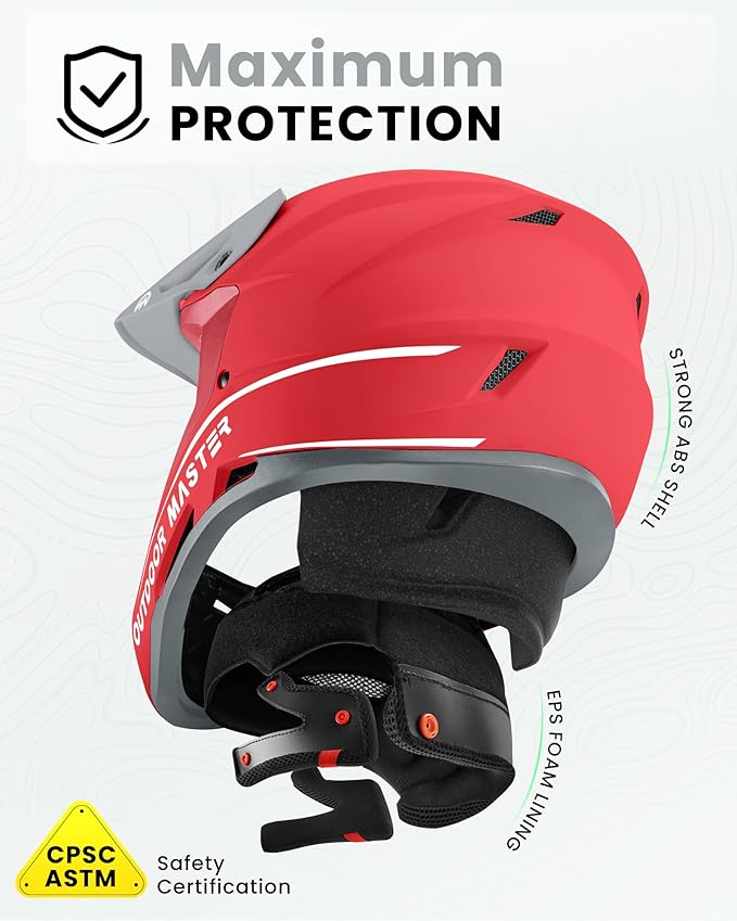OutdoorMaster Full Face Mountain Bike Helmet for Men & Women - Durable, Impact Resistant, Ventilated, Adjustable Visor - Downhill Race BMX MTB Helmet